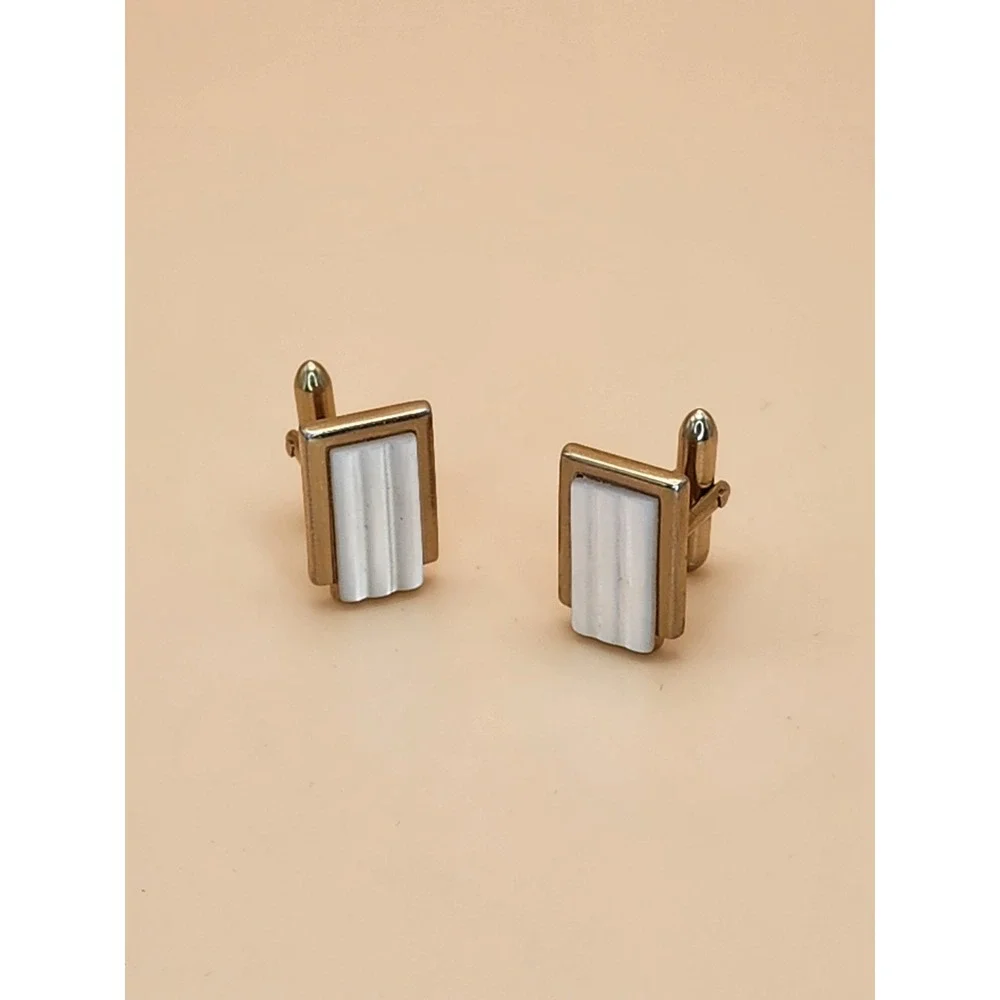 75 Yr Old SWANK USA Mother of Pearl Mid Century Vintage Cufflinks FREE $HIPPING!